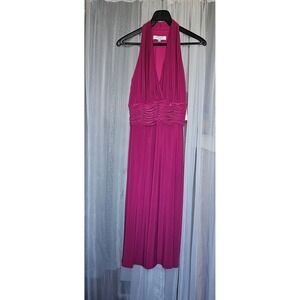 Rena Rowan Halter Dress Sleeveless Ruched Cocktail Party Dress Pink 12